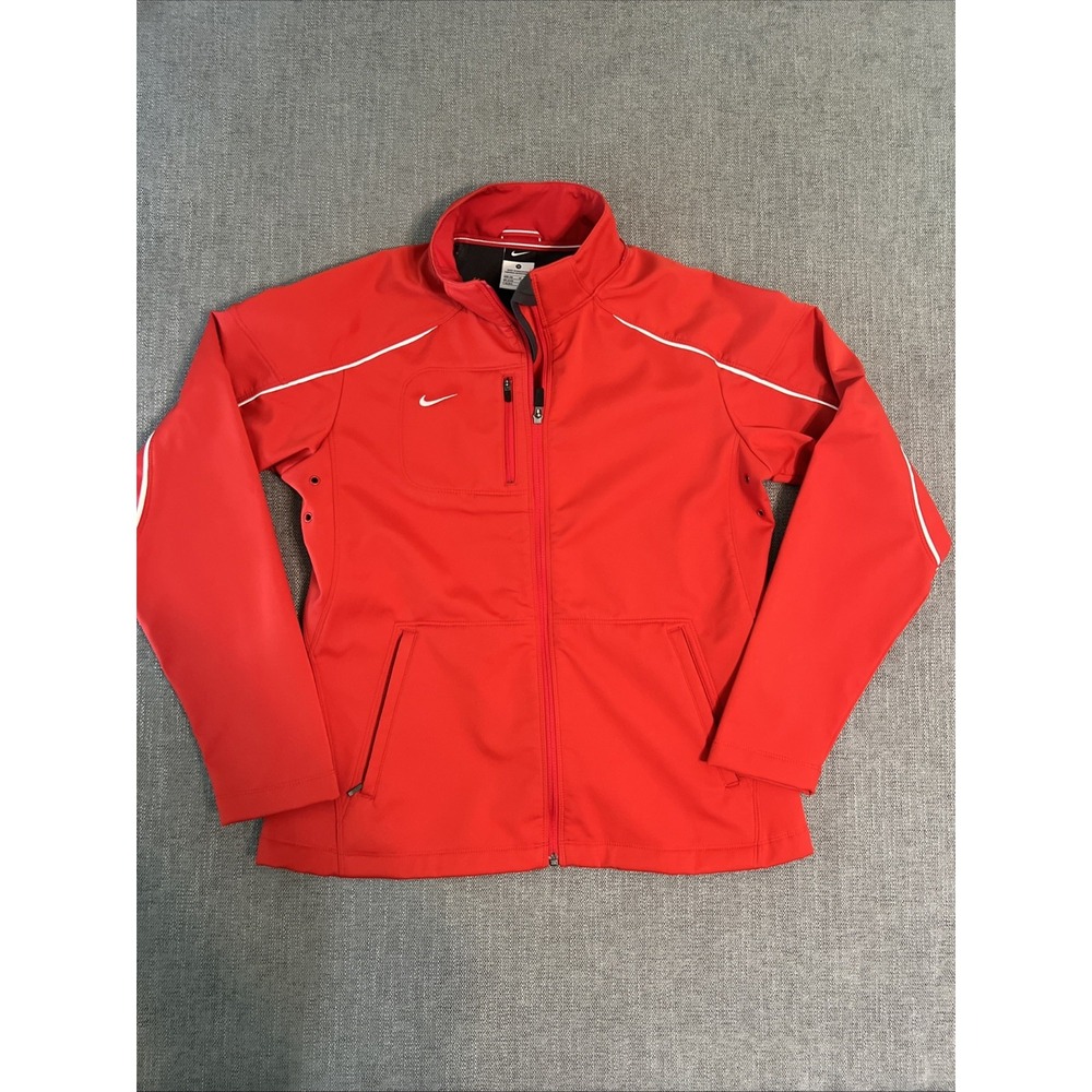 Nike Commander Softshell Jacket Womens M Red Full Zip Fleece Lined Ski‎ Outdoor